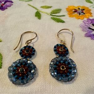 Sundance Blue and Gold Beaded Earrings